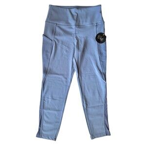 Cali Active Women's High Waisted Leggings w/Pockets Size S Spruce Blue